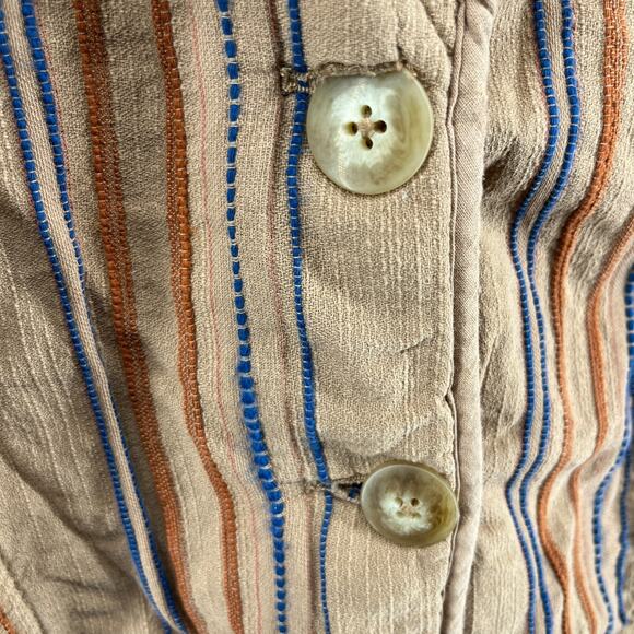 FREE PEOPLE Jacket M Astrid Quilted Insulated Oversized Striped Cotton Brown - Picture 8 of 16